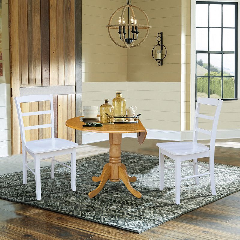 International Concepts Dual Drop Leaf Dining Table and Ladder Back Chair 3-piece Set