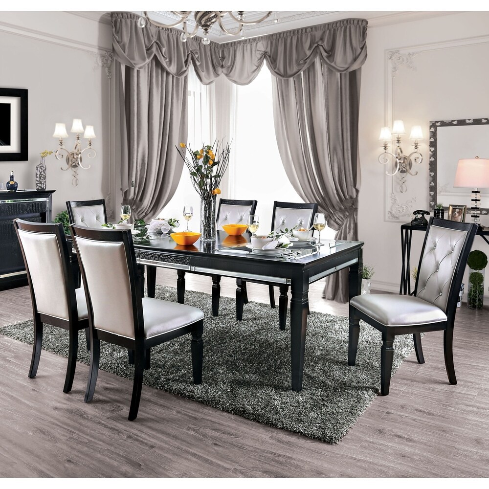 Kroll Contemporary Black Wood 7 Piece Dining Set by Furniture of America