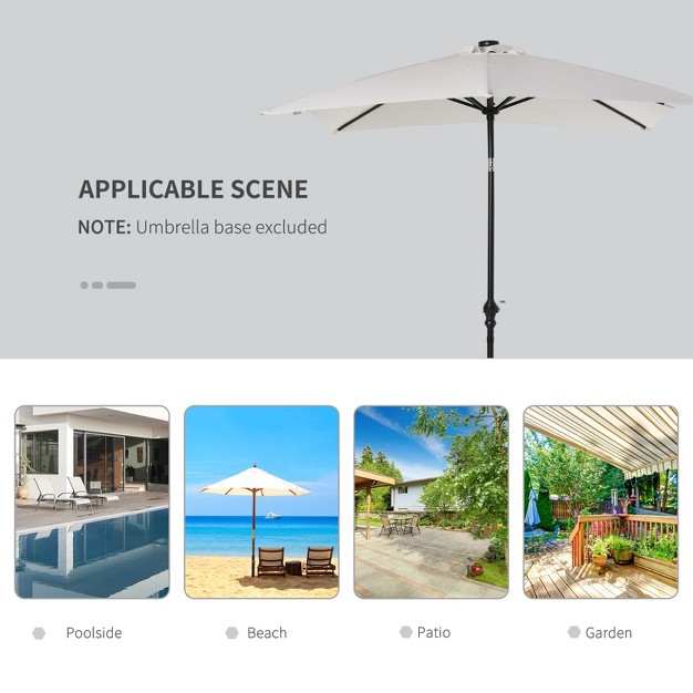 Outsunny 9 x27 X 7 x27 Patio Umbrella Outdoor Table Market Umbrella With Crank Solar Led Lights 45 Tilt Push button Operation For Deck Backyard Pool And Lawn