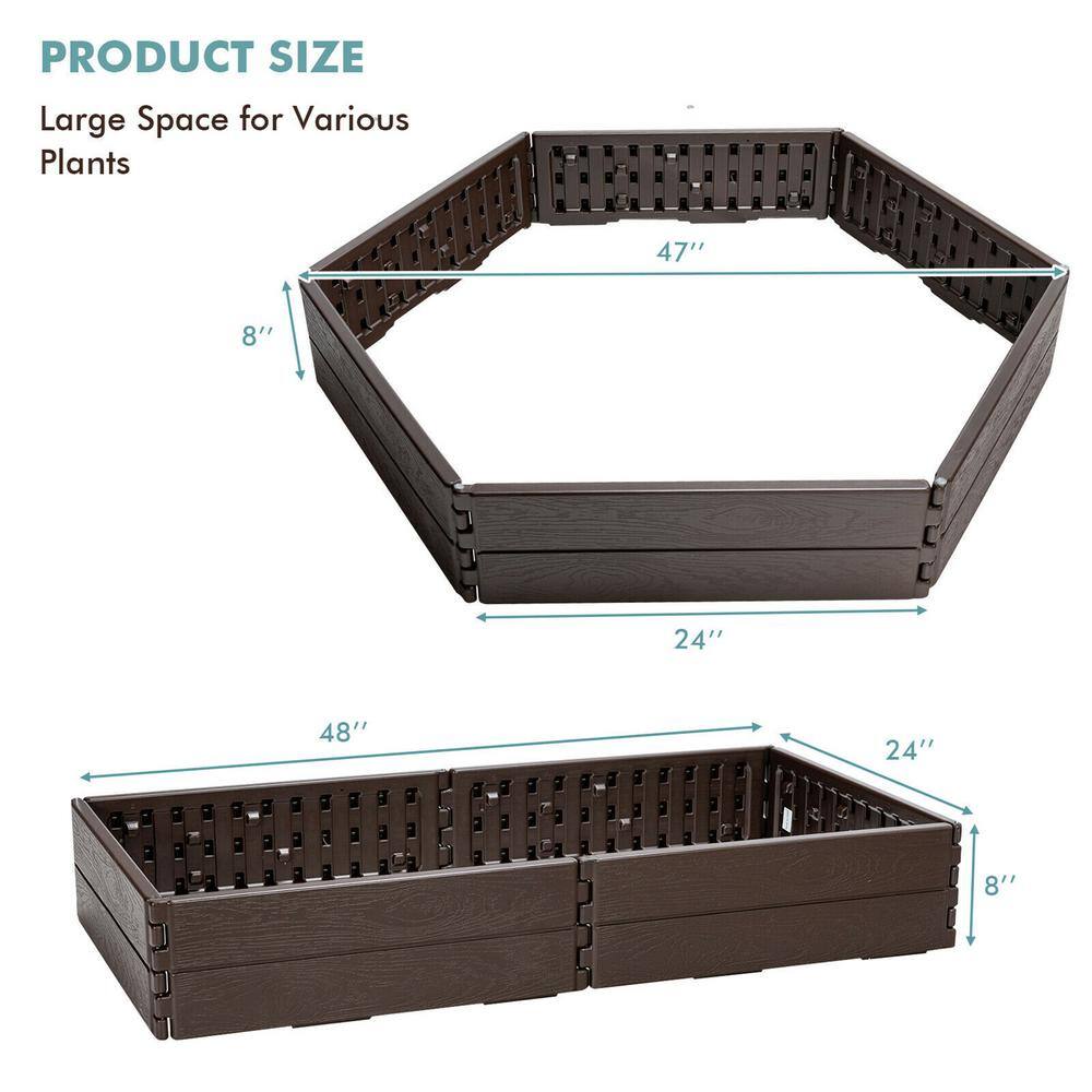 Gymax HDPE Plastic Raised Garden Bed Set Outdoor Planter Box for Vegetable Flower Gardening (2-Pieces) GYM09747