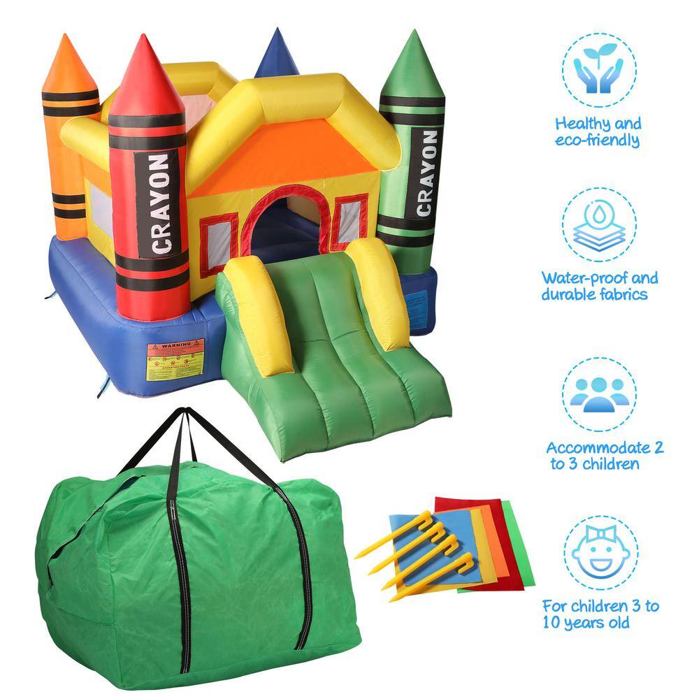 Nyeekoy 12.1 ft. x 9.2 ft. Inflatable Bounce House Kid Jump Castle Bouncer with Slide and Air Blower Fan TH17G0161SE