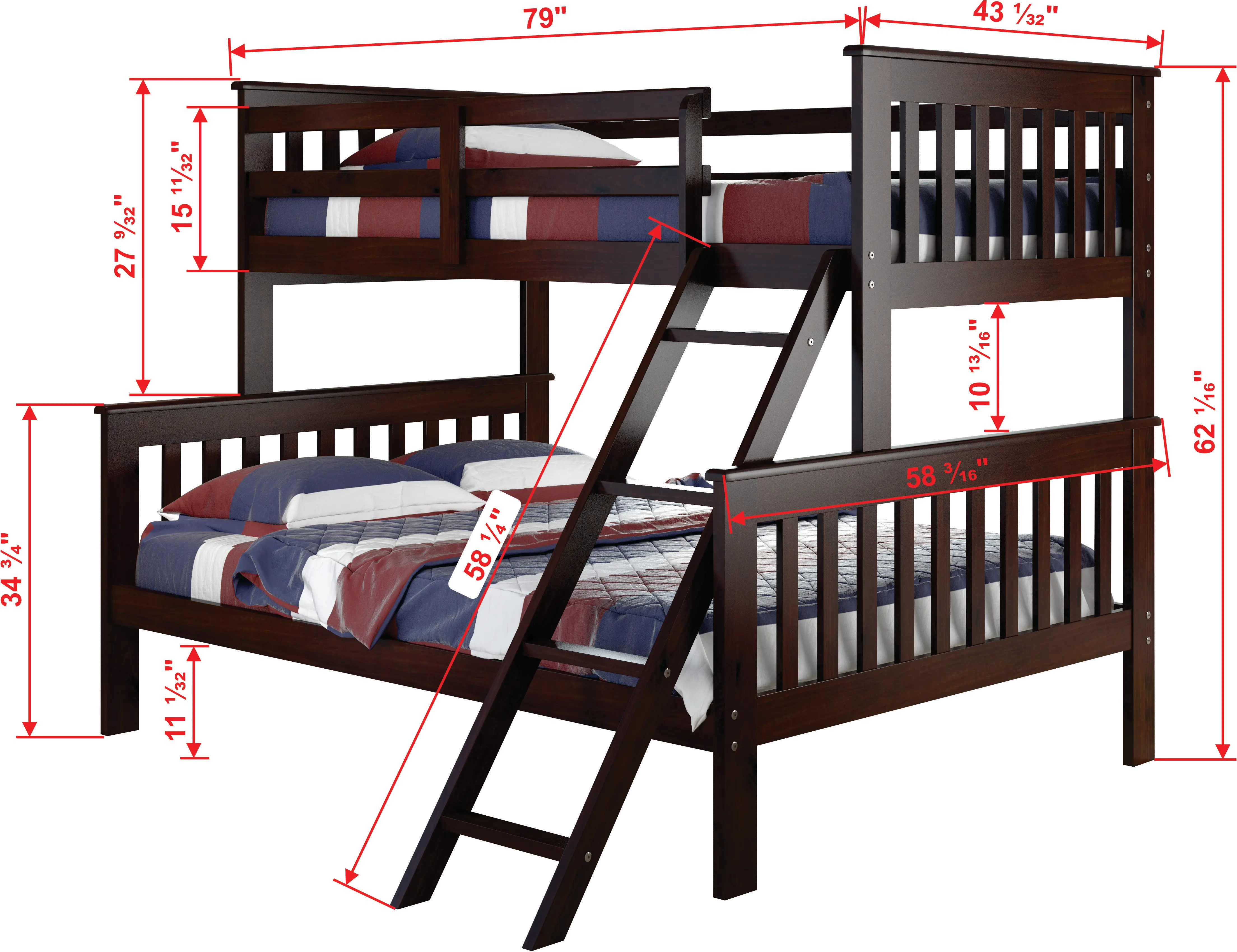 Cappuccino Brown Twin over Full Bunk Bed - Arts and Crafts