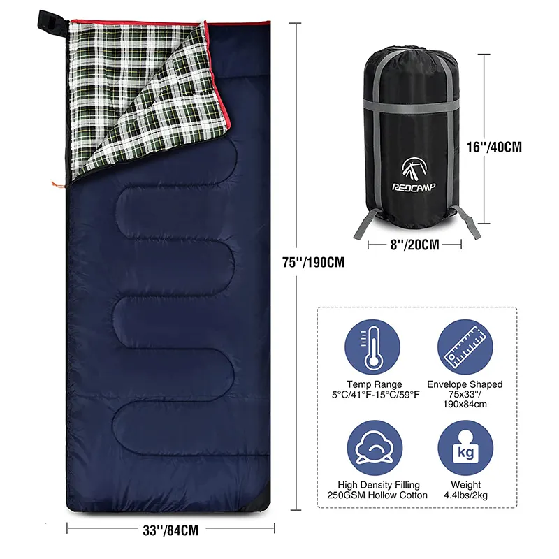 Winter Outdoor Adults Compact Single Camping Rectangle Sleeping Bag For Hiking Ultra Light