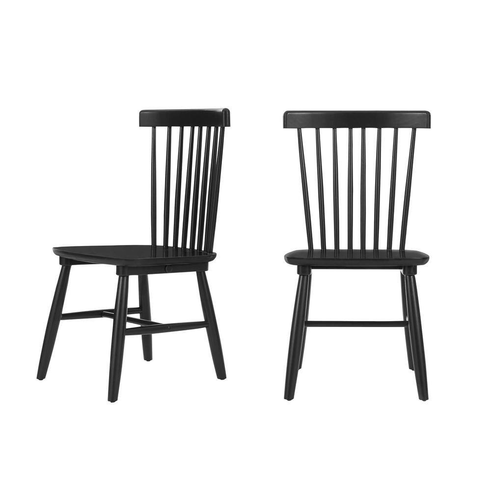 StyleWell Black Windsor Solid Wood Dining Chairs (Set of 2) C-08-3