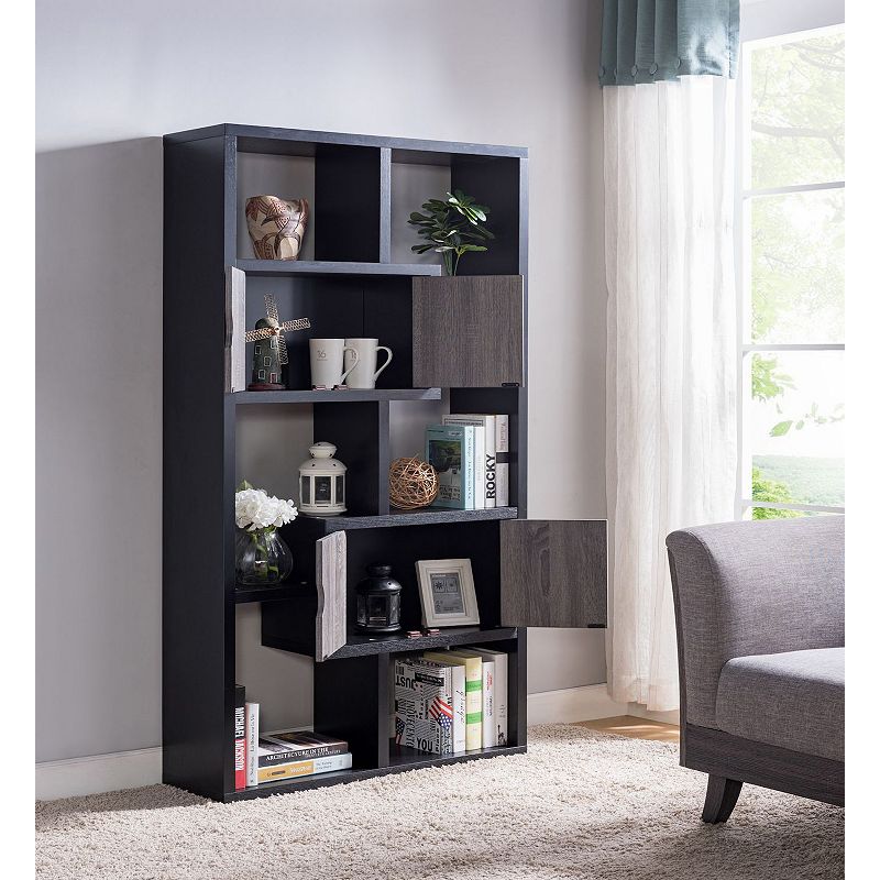 FC Design Display Bookcase with 6 Shelves and 2 Door Cabinets