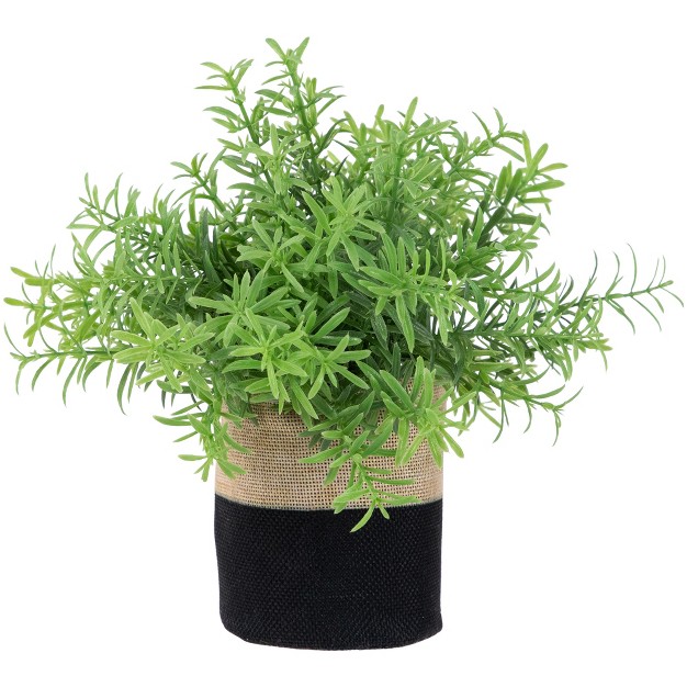 Green Leafy Artificial Spring Foliage In Fabric Covered Pot