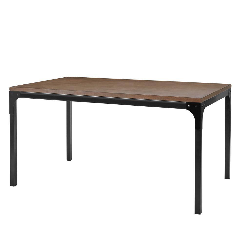 StyleWell Porter Black Metal Rectangular Dining Table for 6 with Haze Oak Finish Top (60 in. L x 30 in. H) TB4103