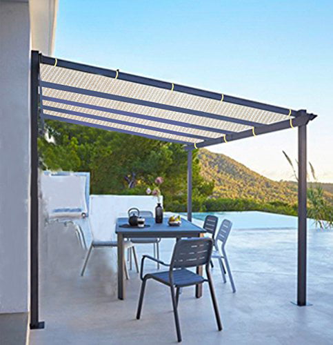 Shatex Shade Panel Block 90% of UV Rays with Ready-tie up Ribbon for Pergola/Greenhouses/Carport/Porch 10x18ft Tan