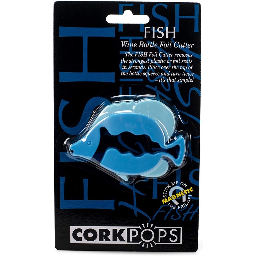 Cork Pops Tropical Blue Fish 4 Blade 3 x 2 Refrigerator Magnet Wine Bottle Foil Cutter   7.75 x 4.25 x 1 inches