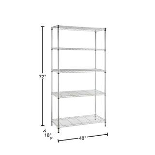 HDX 5-Tier Commercial Grade Heavy Duty Steel Wire Shelving Unit in Chrome (48 in. W x 72 in. H x 18 in. D) HD184872-5ICPS