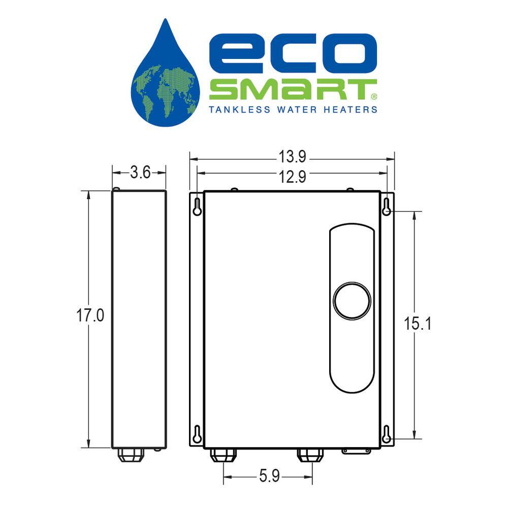 EcoSmart ECO 18 Tankless Electric Water Heater 18 kW 240 V ECO 18