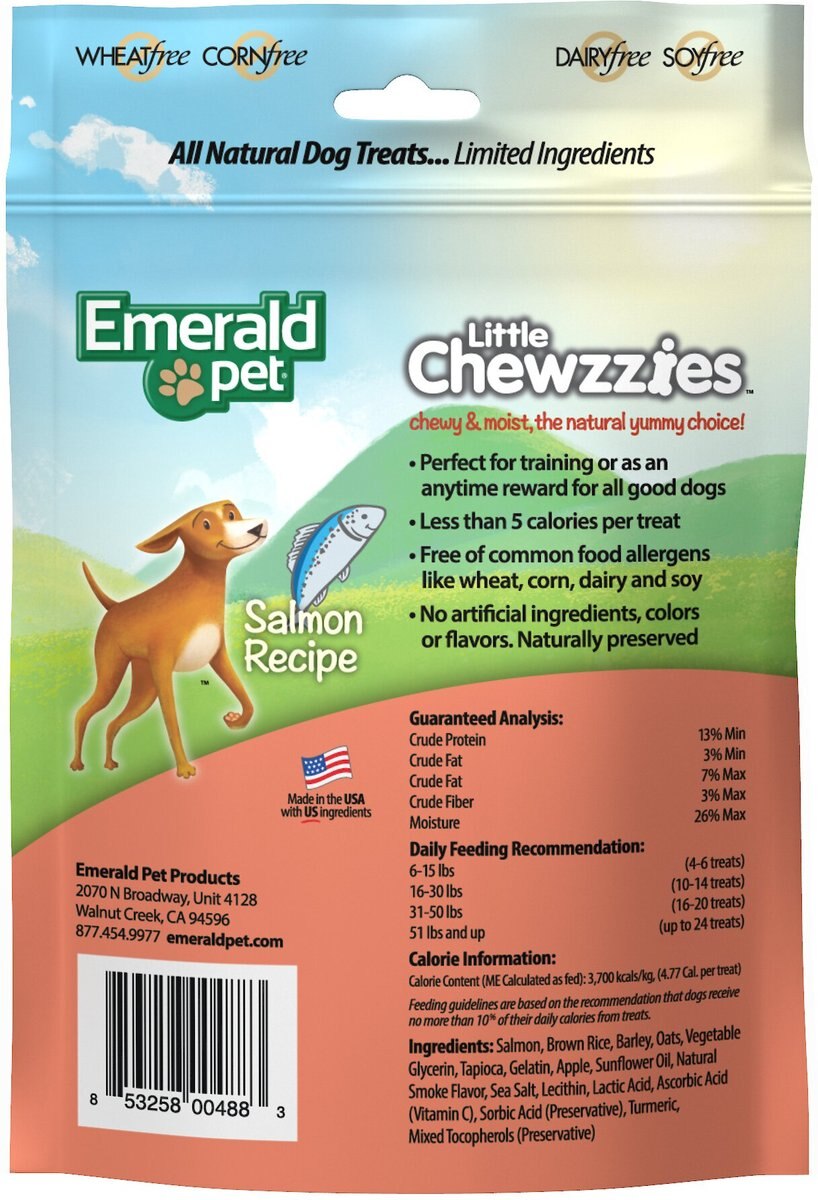 Emerald Pet Little Chewzzies Salmon Recipe Chicken-Free Dog Treats