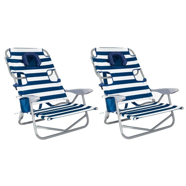 Ostrich On your back Outdoor Lounge 5 Position Recline Beach Chair 2 Pack