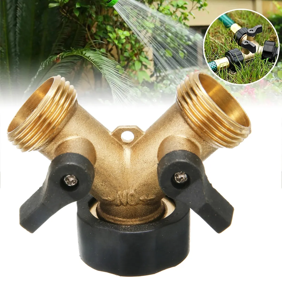 Hose Tap Splitter 2 Way Y Shape 3/4 European Standard Thread TPR Tap Distributor Individual On/off Valves Brass Male Connector