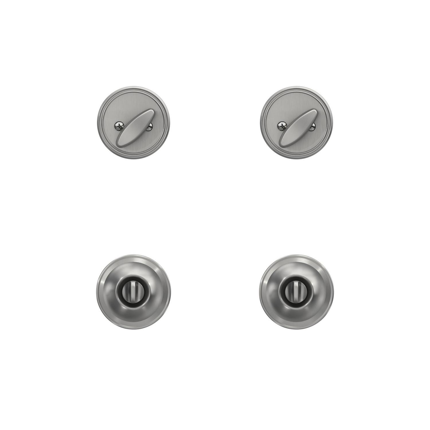 First Secure by Schlage Single Cylinder Door Deadbolt Lock and Keyed Entry Rigsby Door Knob Lock  Twin Pack in Satin Stainless Steel for Exterior Doors