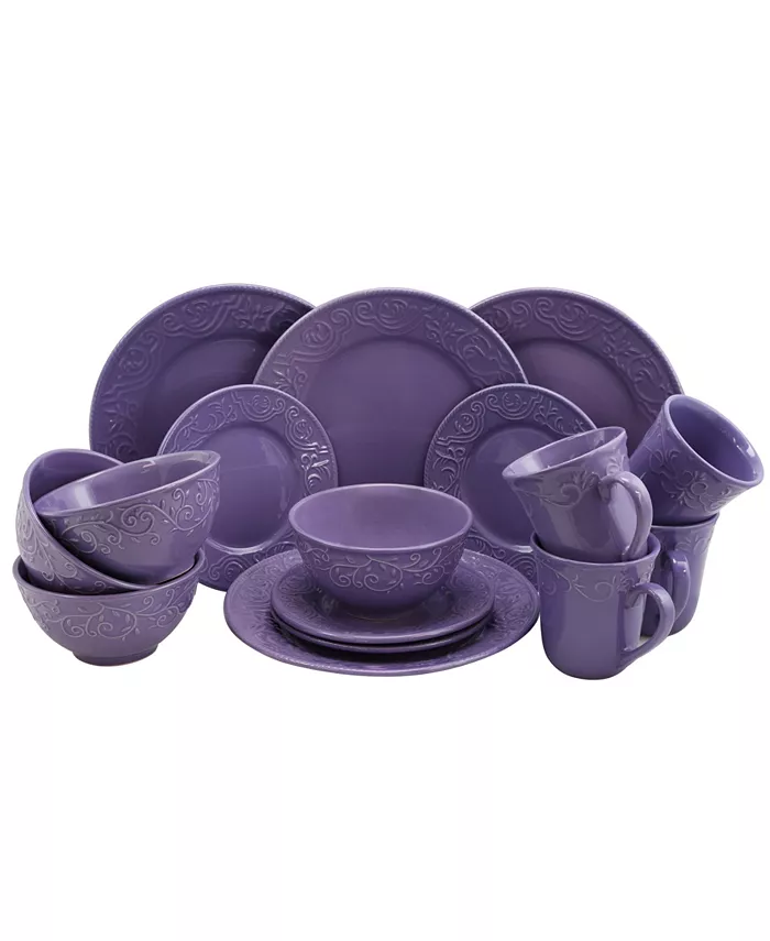 Elama Lilac Fields 16 Piece Dinnerware Set