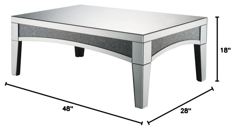 Modern Coffee Table  Tapered Legs  ampRectangular Mirrored Top  Silver/Dark Gray   Contemporary   Coffee Tables   by Decor Love  Houzz