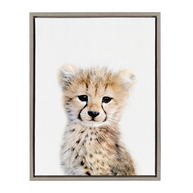 X 24 quot Sylvie Cheetah Framed Canvas By Amy Peterson Gray Kate And Laurel