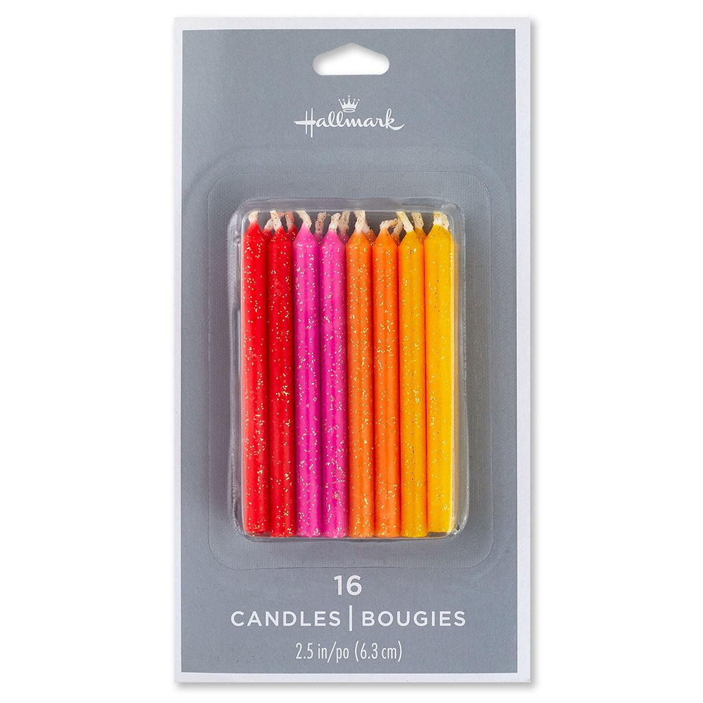 Hallmark  Warm Hues With Glitter Birthday Candles, Set of 16