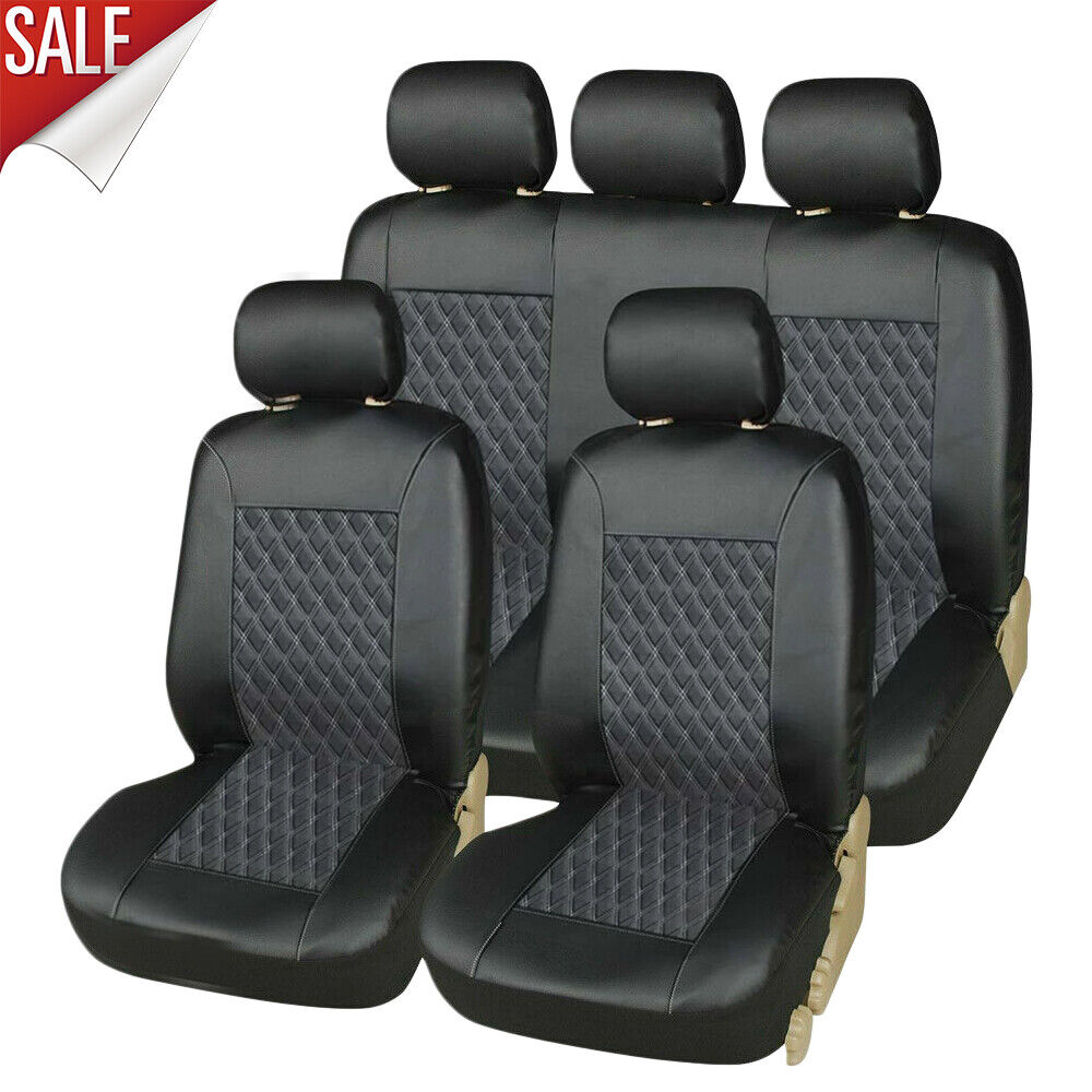 Kqiang 9Pcs Car Seat Cover Pu Leather Protector Universal Full Set Front Rear For Honda