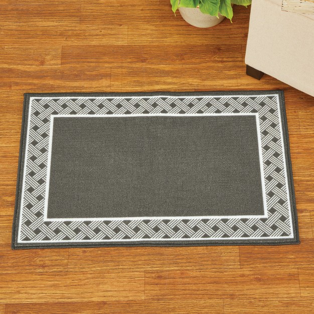 Collections Etc Two tone Basket Weave Border Tufted Accent Rug