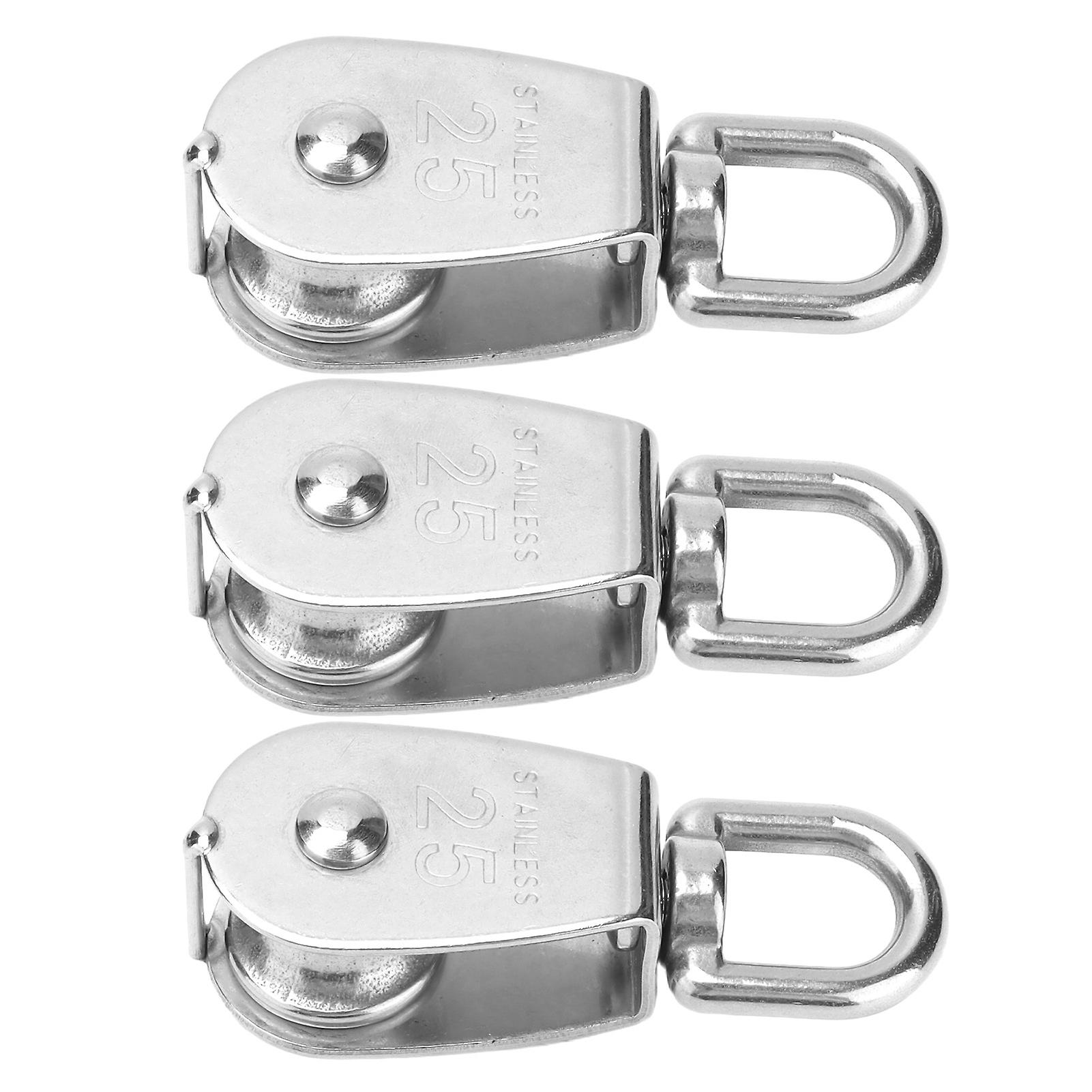 10pcs Single Pulley Block Crane Stainless Steel Wire Rope Lifting Hook Hanging Towing Wheelm25