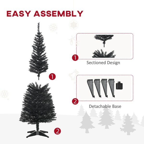 HOMCOM 5' Unlit Artificial Pencil Christmas Tree，Slim Xmas Tree with Foldable Metal Stand