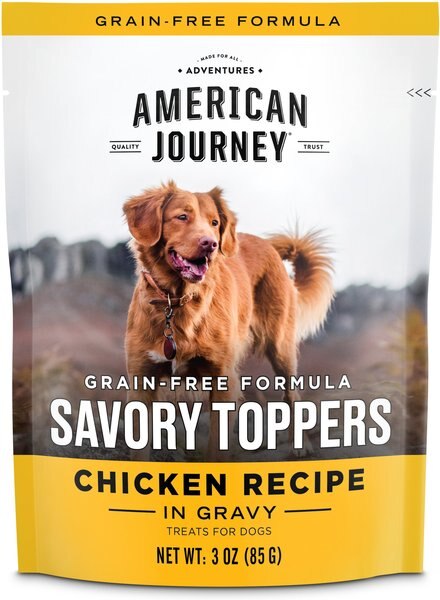 American Journey Savory Toppers Chicken Recipe in Gravy Grain-Free Dog Food Topper， 3-oz pouches， case of 24