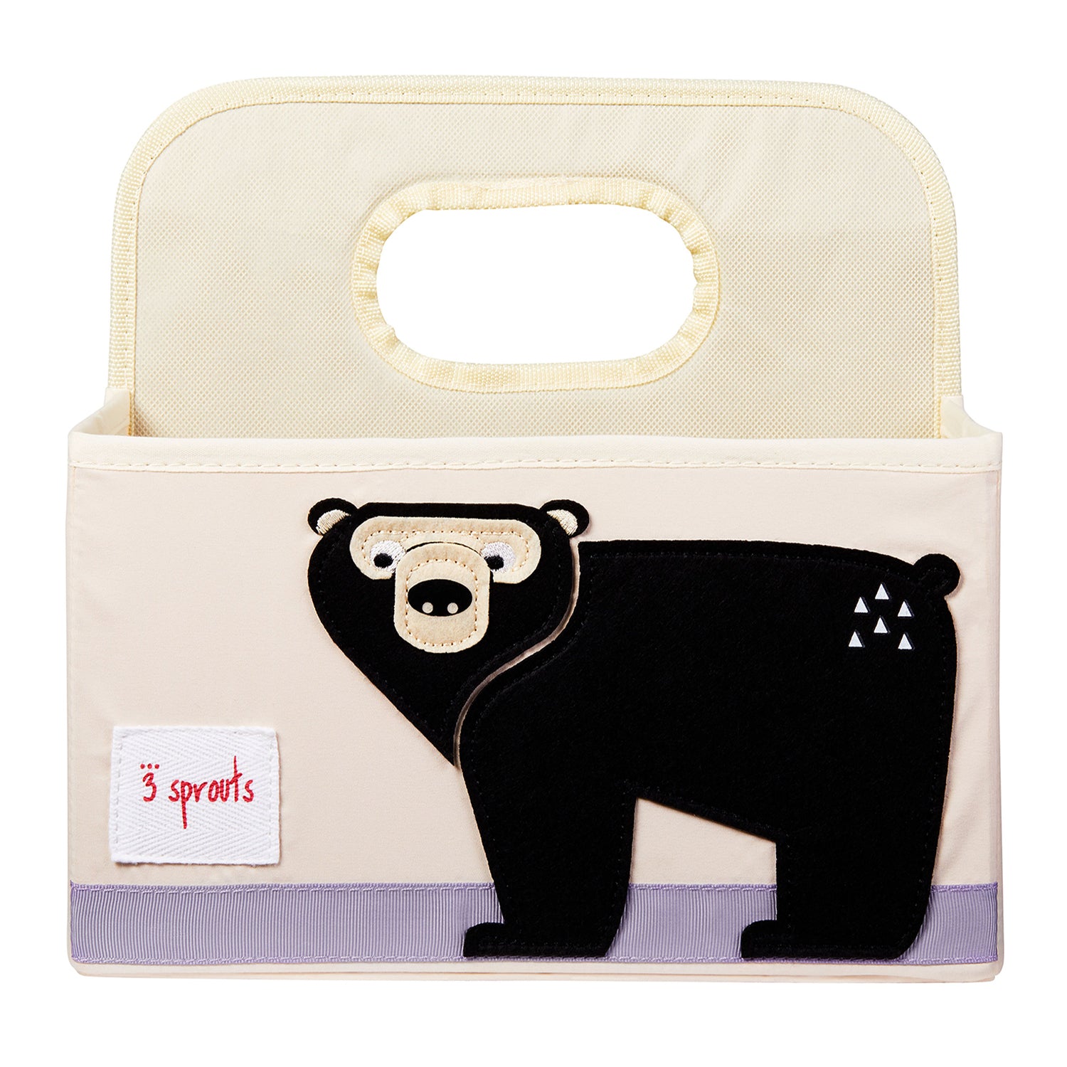 3 Sprouts UDOBEA Polyester Divided Portable Diaper Caddy with Black Bear Design