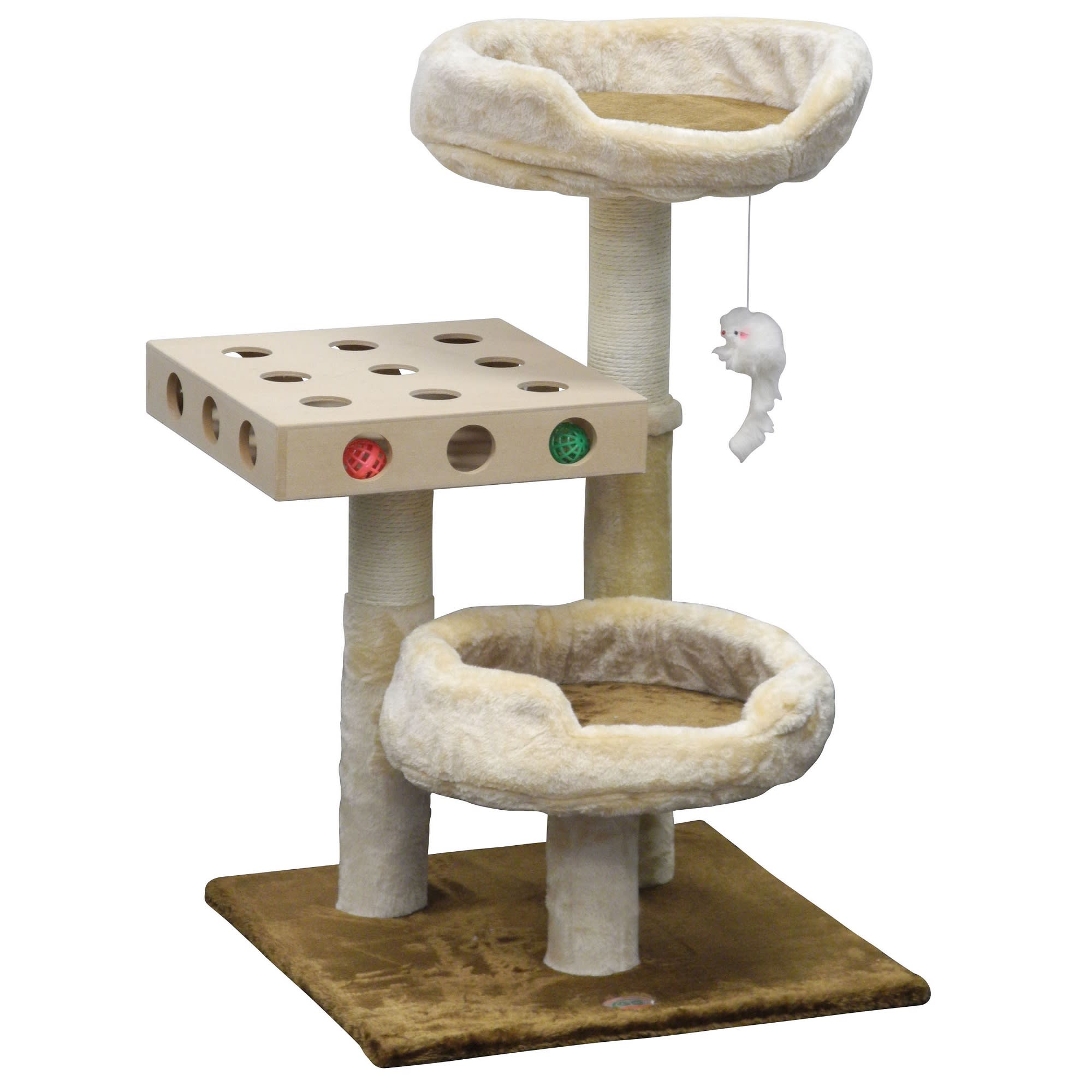 Go Pet Club IQ Busy Box Cat Scratching Post with Padded Perches SF064， 32