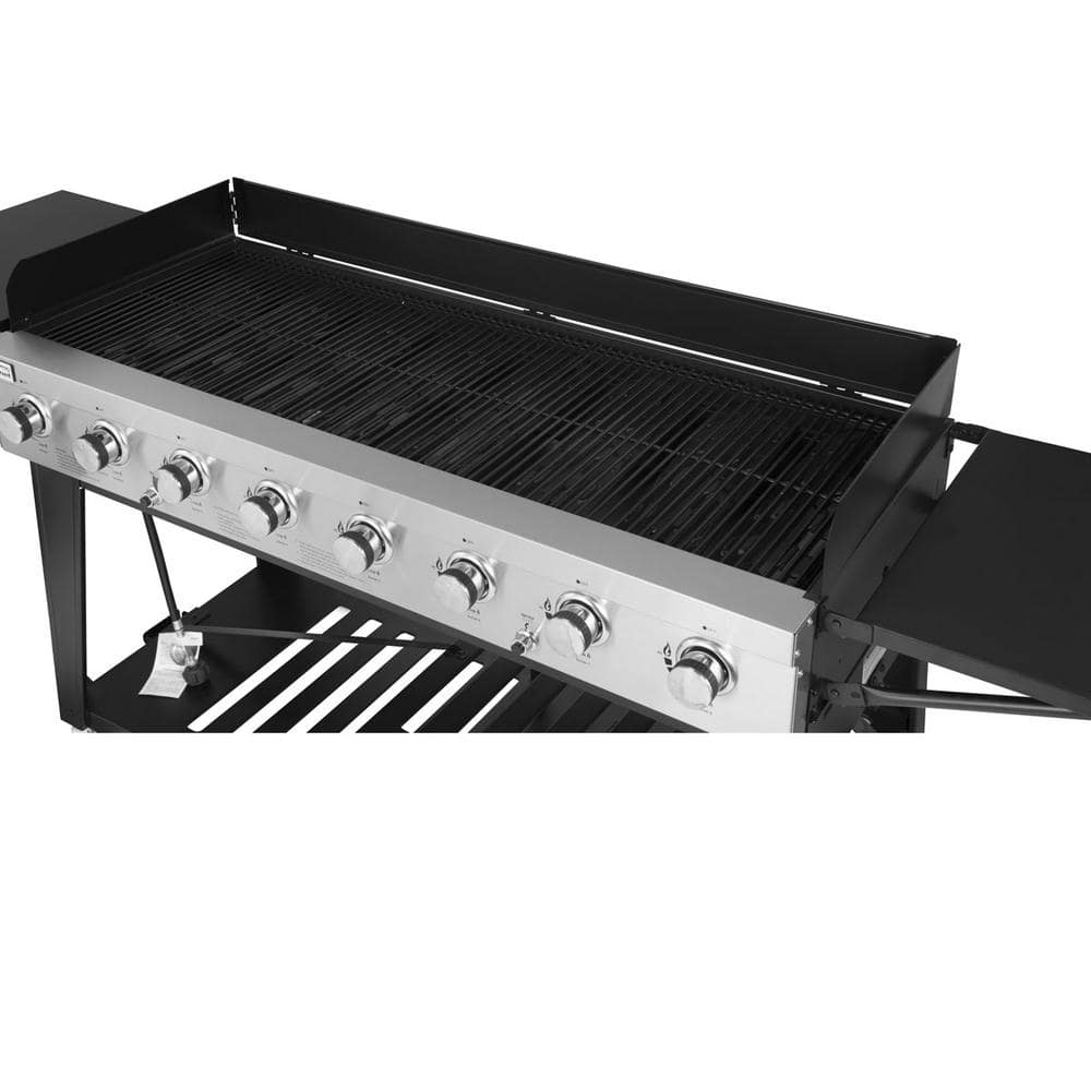 Royal Gourmet 8-Burner Event Propane Gas Grill in Black with 2 Folding Side Tables with Cover GB8000C