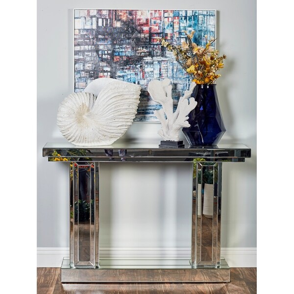 Silver Lighted Crystal Mirrored Glam Console Table 32 x 48 x 14