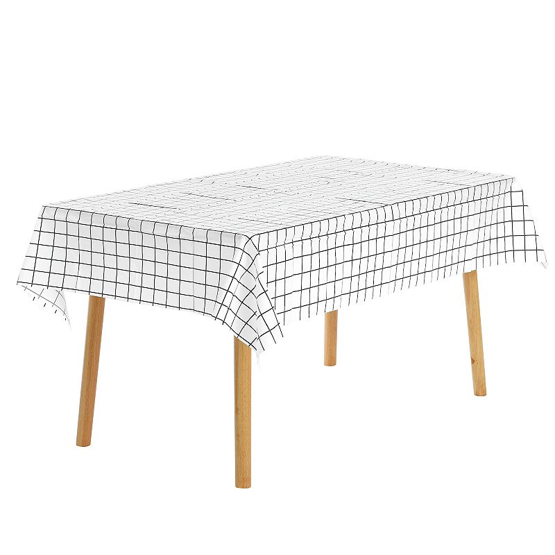 Rectangle Checkered Disposable Plastic Waterproof Table Covers 6 Pcs， 54 X 71