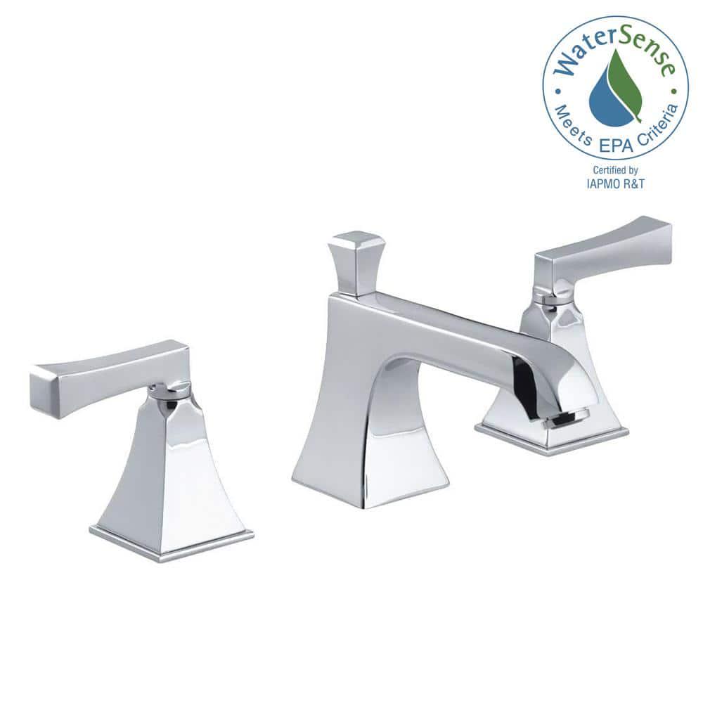 KOHLER Memoirs 8 in Widespread 2Handle Low Arc WaterSaving Bathroom Faucet in Polished Chrome with Deco Lever Handles