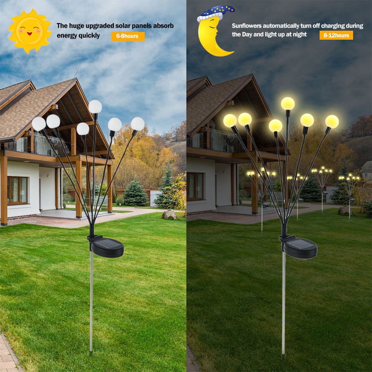 Willstar Outdoor Solar Powered Firefly Lights IP65 Waterproof Wind-Driven Swing for Patio Pathway Yard 2pcs