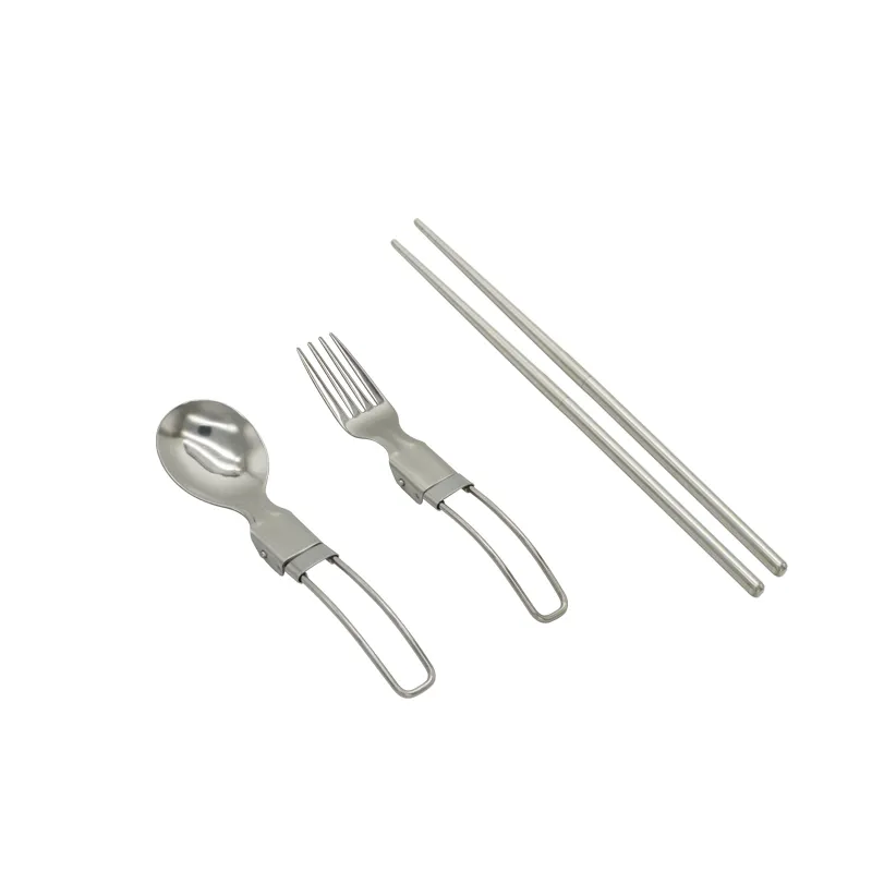 Foldable Stainless Steel Tableware Dinnerware Set Spoon Fork Chopsticks with Carrying Case for Outdoor Camping CPJ 58