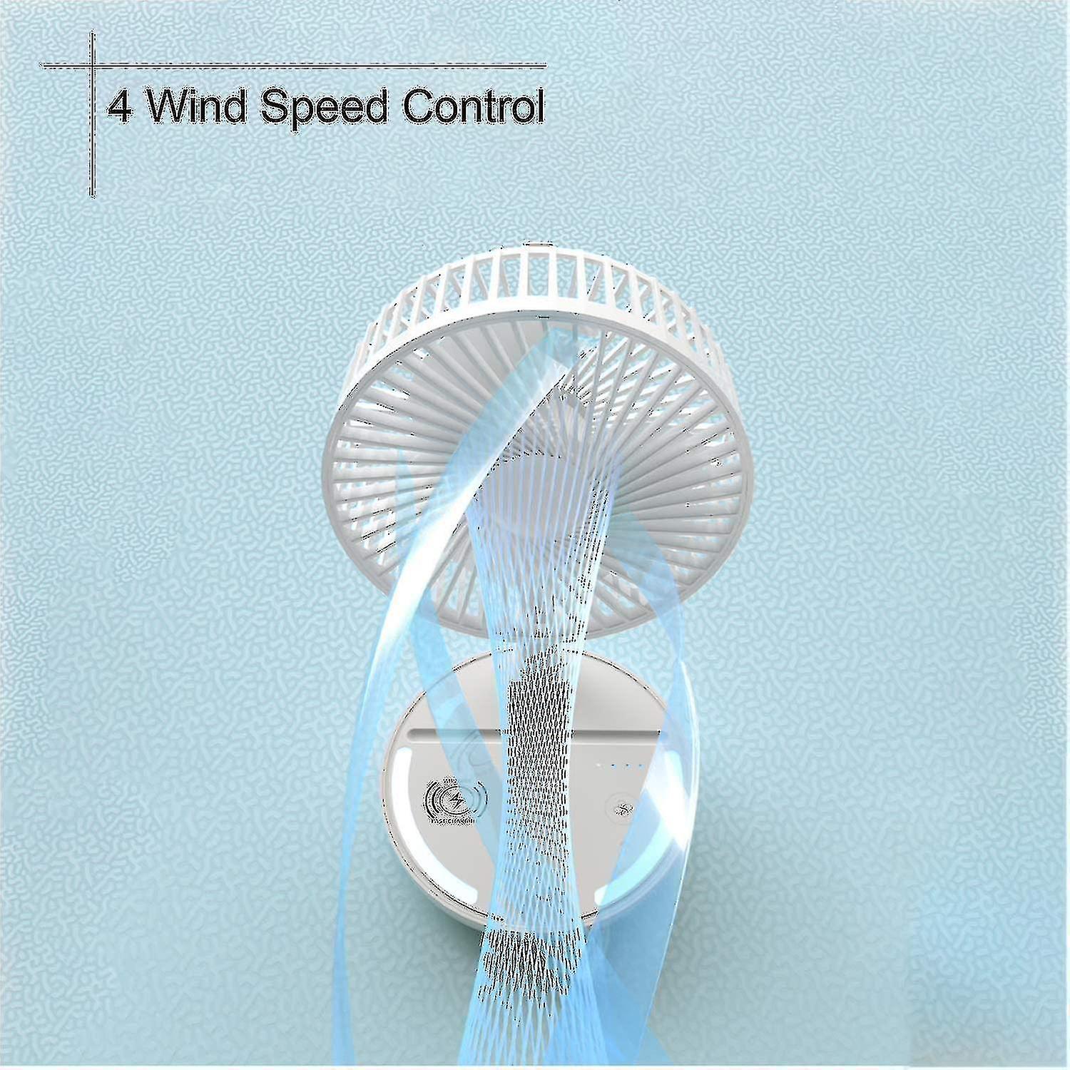 Smart Fan With Mobile Phone Wireless Charging， Portable Outdoor Travel Rechargeable Fan With 4 Speed