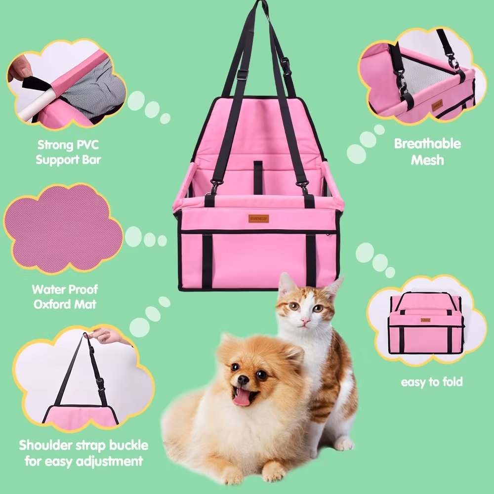 SWIHELP Dog Car Seat Breathable Folding Travel Bags for Dogs Cats Small Pet Puppy Booster Seat