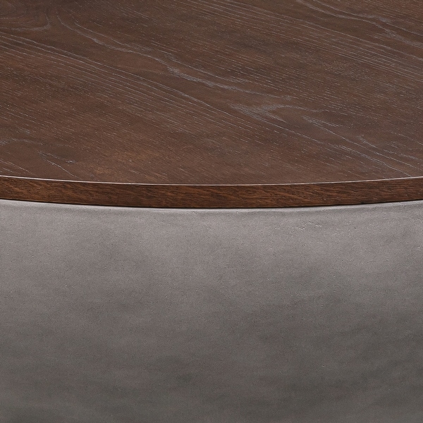 Melody Round Coffee Table in Concrete and Brushed Oak Wood