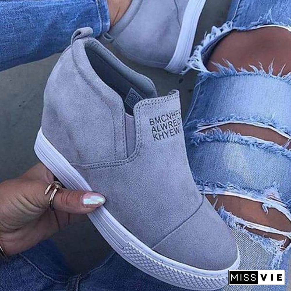 Letter Slip On Wedge Sneakers