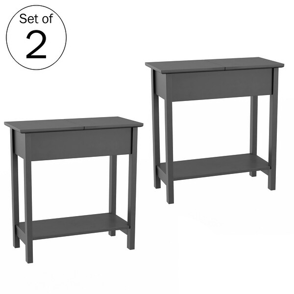 Hastings Home Flip Top End Table with Storage，Set of 2