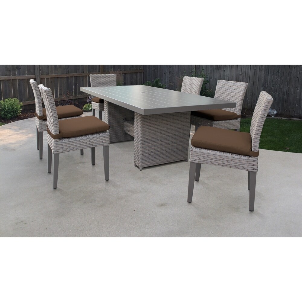 Florence Rectangular Outdoor Patio Dining Table with 6 Armless Chairs