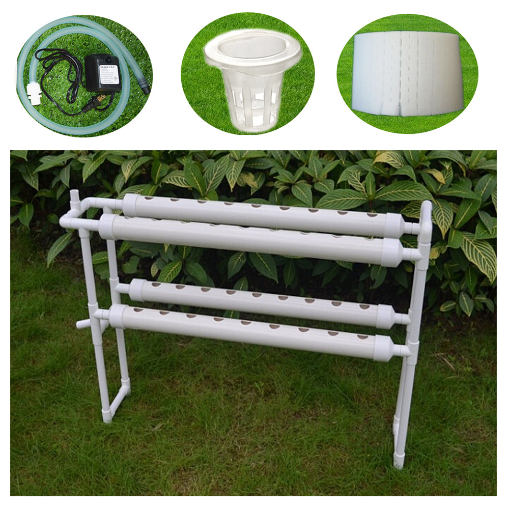 EQCOTWEA Hydroponic 36 Plant Site Grow Kit Pipeline Vegetable Planter PVC