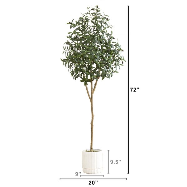 6' Artificial Olive Tree with White Decorative Planter