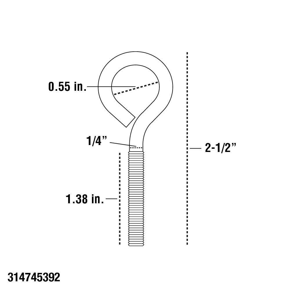 Everbilt 14 in.-20 x 2-12 in. Zinc Eye Bolt (2-Pack) 824201