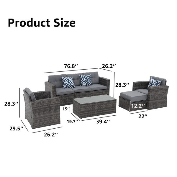 Outdoor 7Piece Wicker Sectional Sofa Set