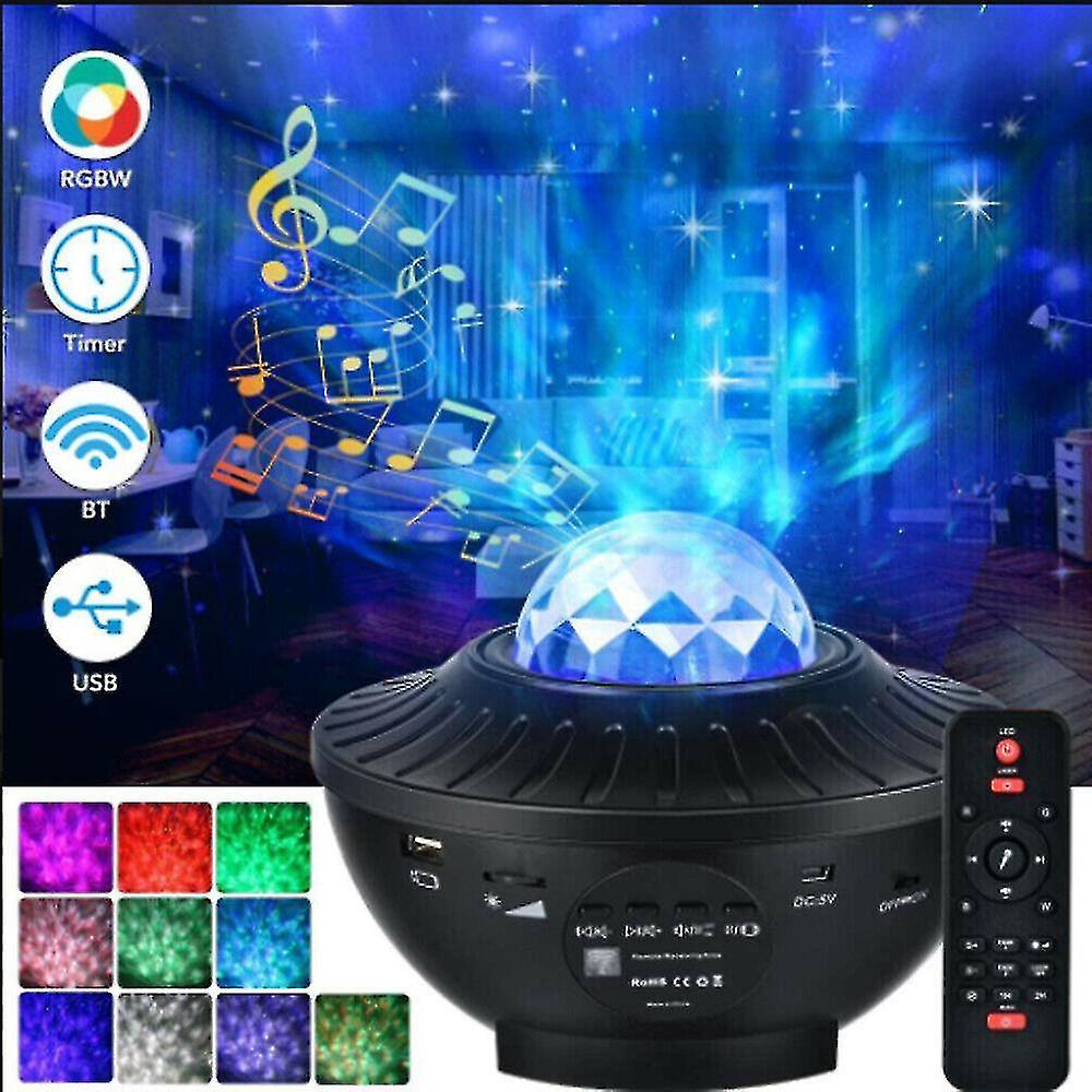 Rgb Led Projection Lamp Starry Sky Projector Light Usb Ocean Wave Galaxy Star Night Light With Remote Control