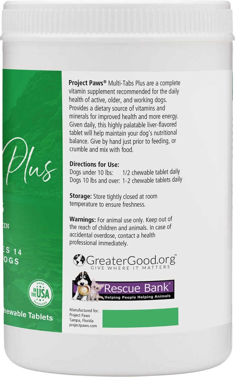 Project Paws Advanced Multi-Vitamin and Mineral Chewable Dog Supplement Tabs