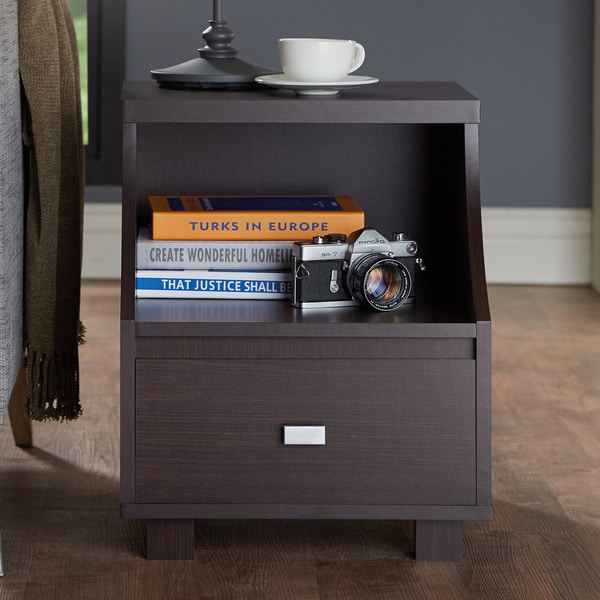 Furniture of America Basa Modern Walnut 16-inch 1-shelf Side Table