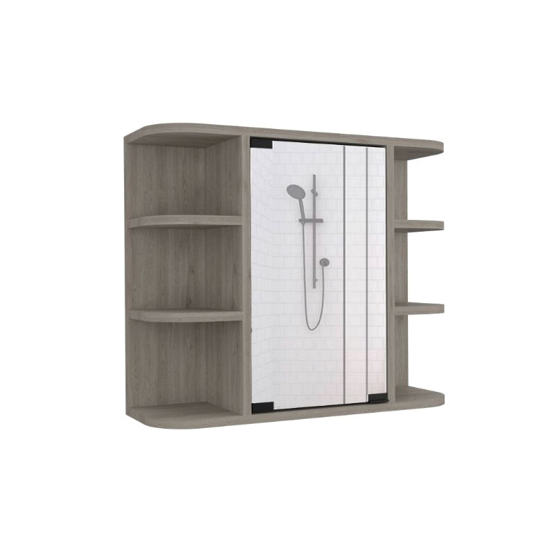 FM FURNITURE Valdez Medicine Cabinet With Six Shelves Light Gray Engineered Wood